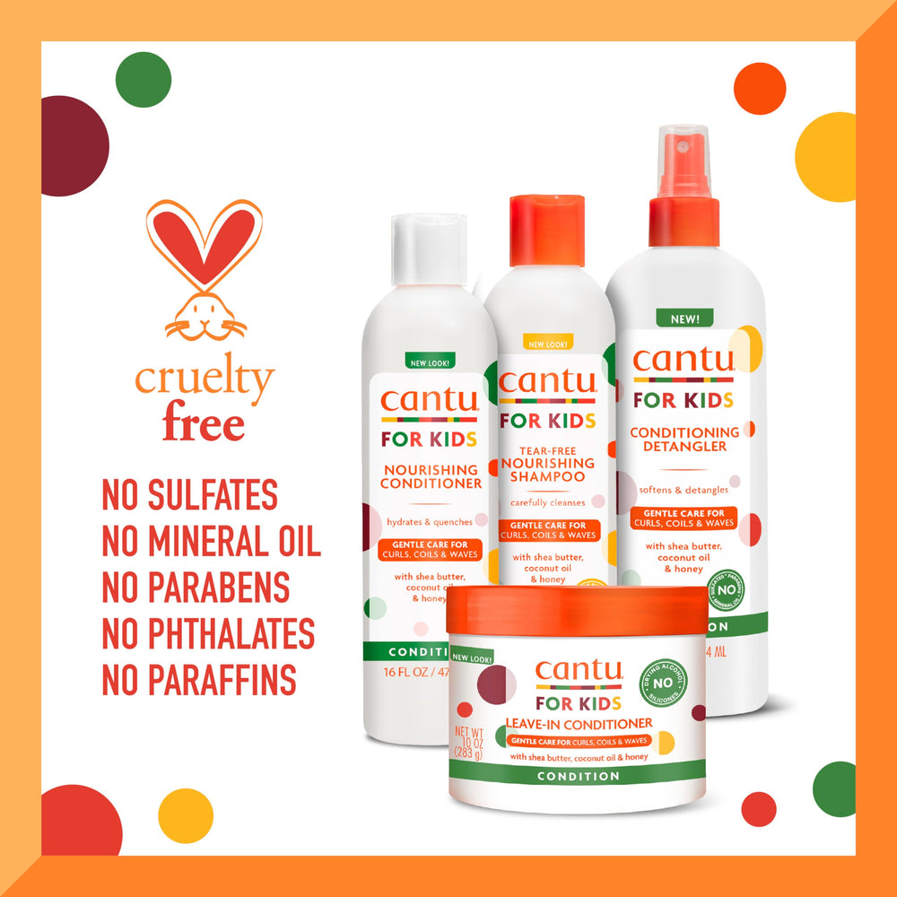 Cantu Kids Curl-Defining Leave-In close-up showcasing defined curls