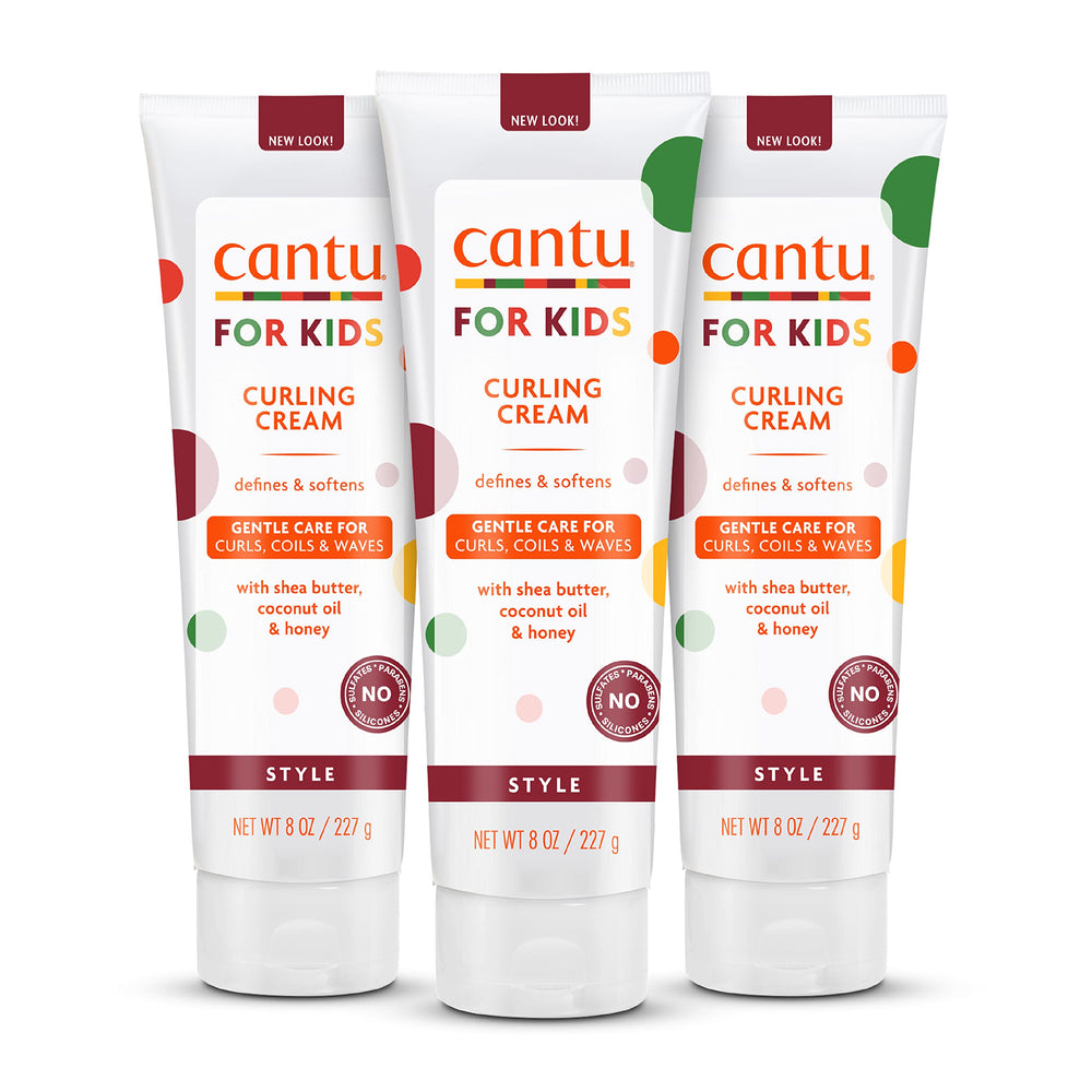 Cantu crema para rizos niños: botella visible para rizos definidos.