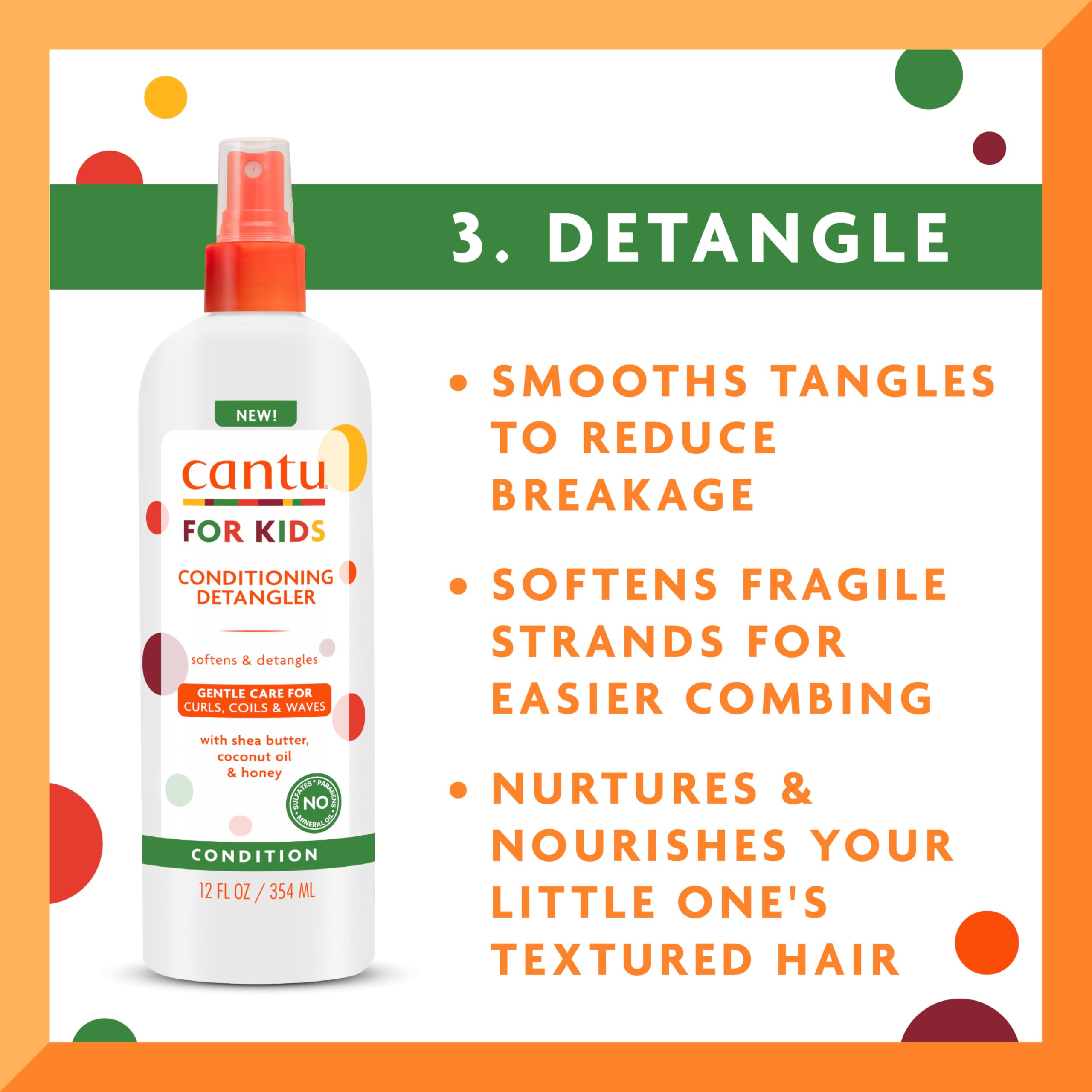 Cantu Kids Detangler Brush-Ready formula ready for combing after use