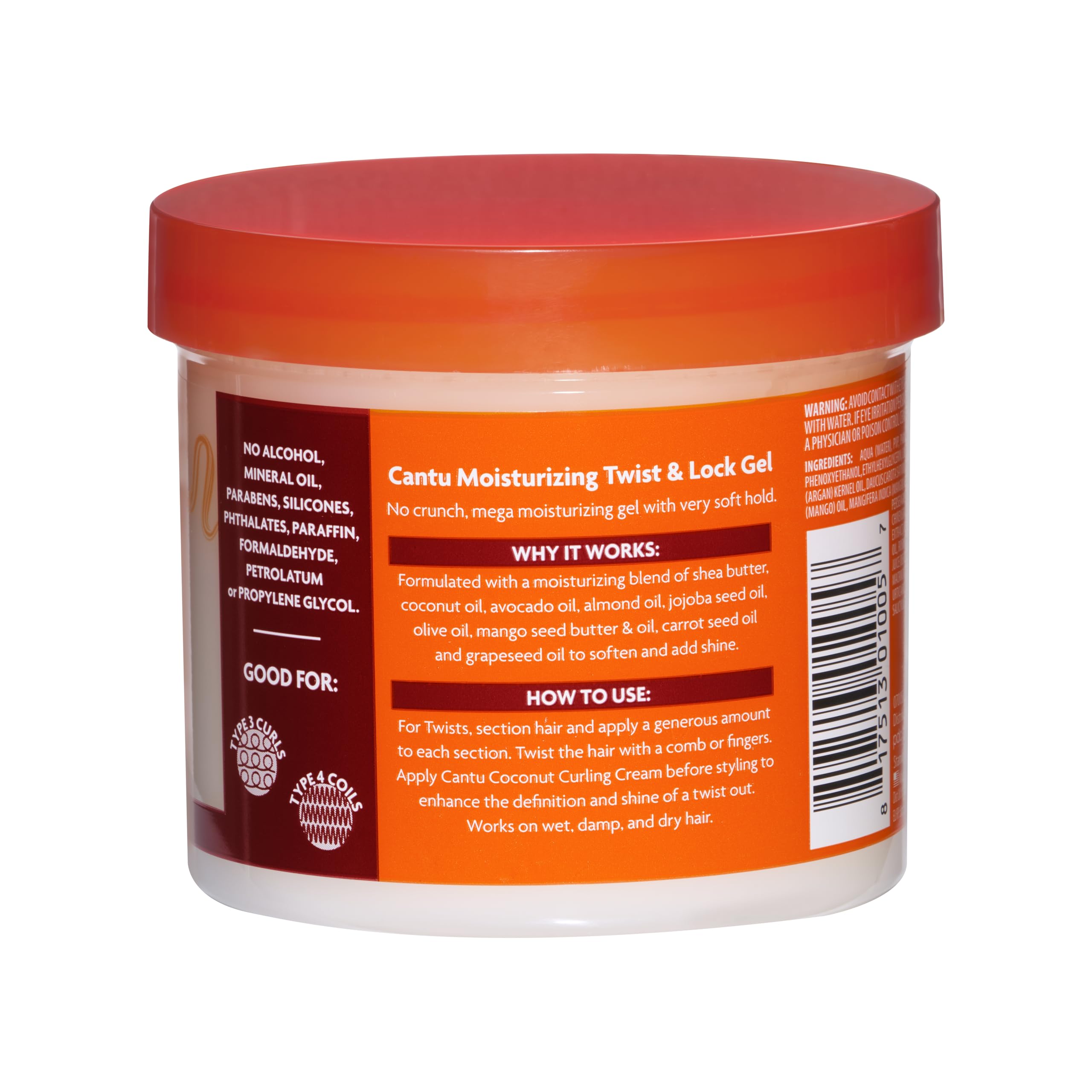 Cantu gel defines Type 3 curls and Type 4 coils with moisturized shine