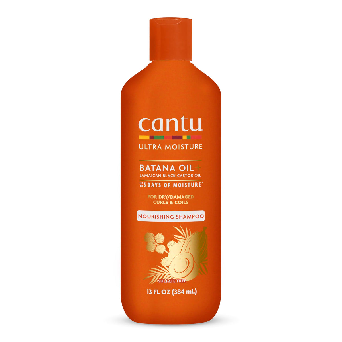 Cantu Ultra Moisture Shampoo con Batana, botella atractiva que sugiere hidratación para rizos