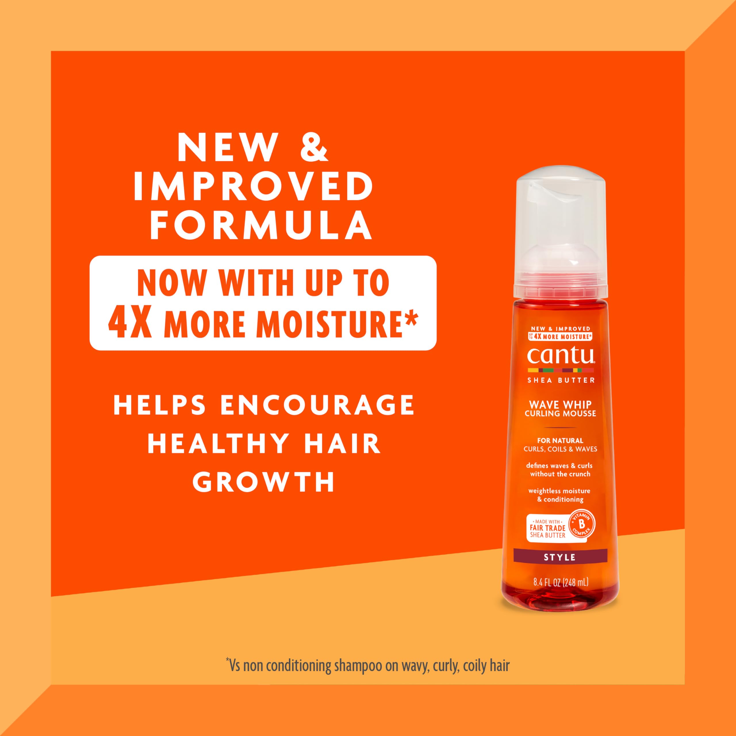 Textura cremosa de Cantu Wave Whip Mousse para rizos naturales.