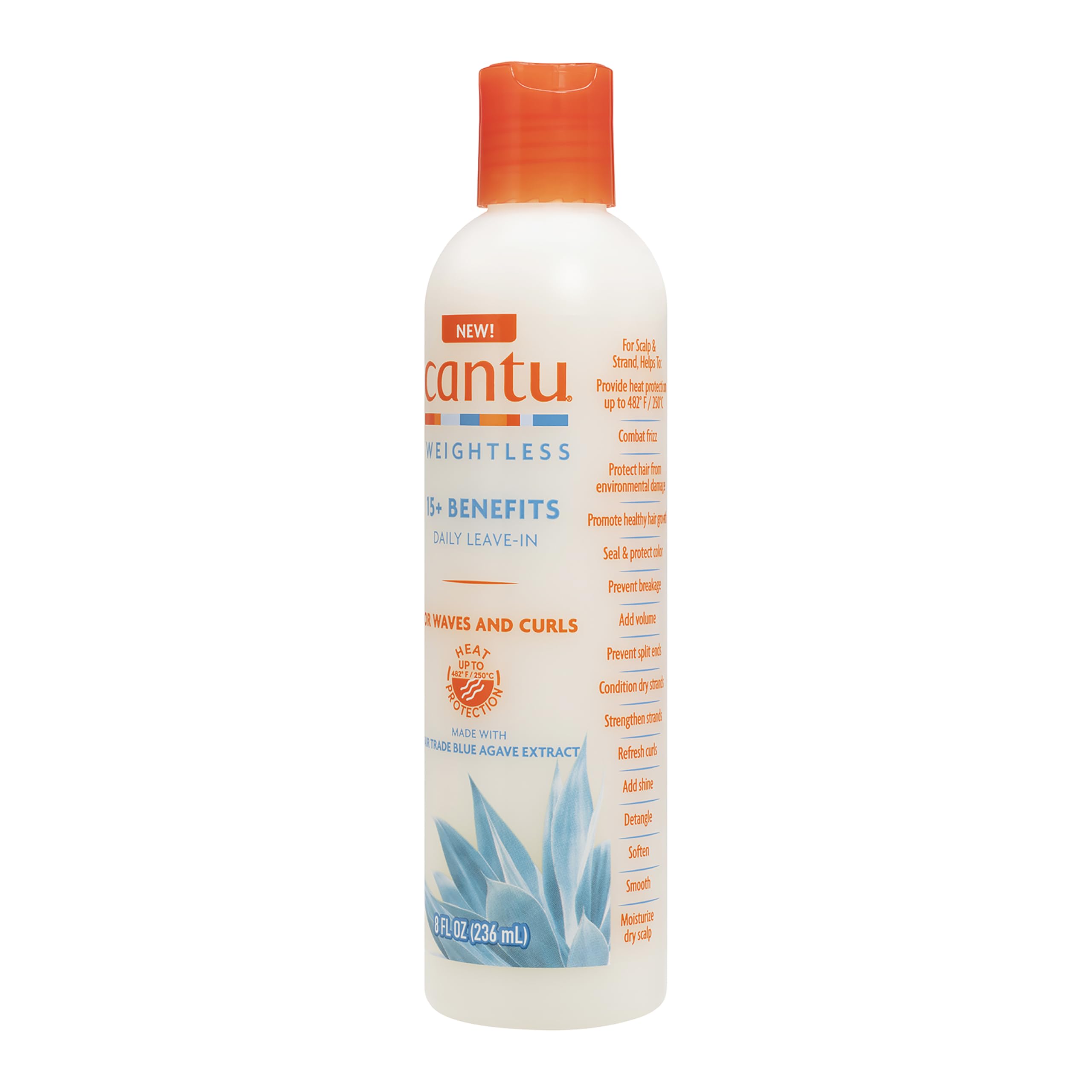 Cantu Weightless Daily Leave-In Cream creates smoothness and shine on styled hair