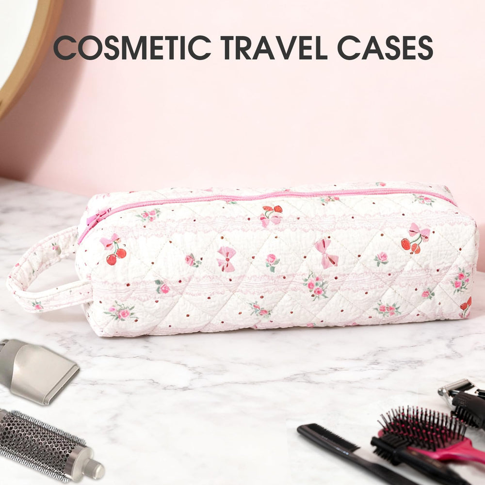 Canumer Cherry Pattern Hair Tools Organizer Bag dimensions 14 by 3.1 by 4.9 inches