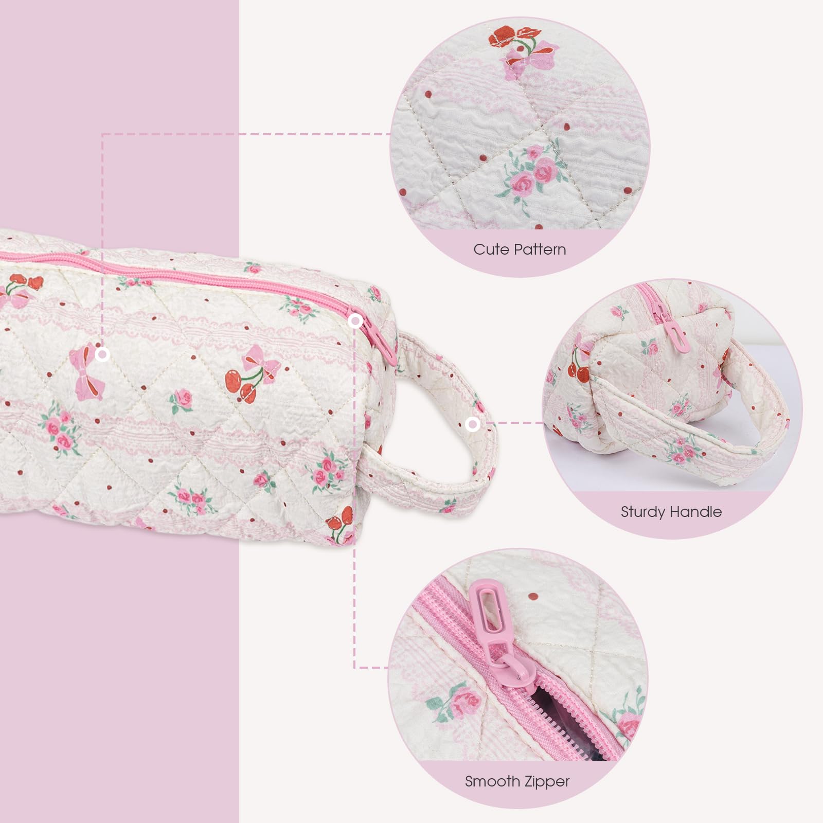 Canumer Cherry Pattern Hair Tools Organizer Bag interior layout shows padded compartments