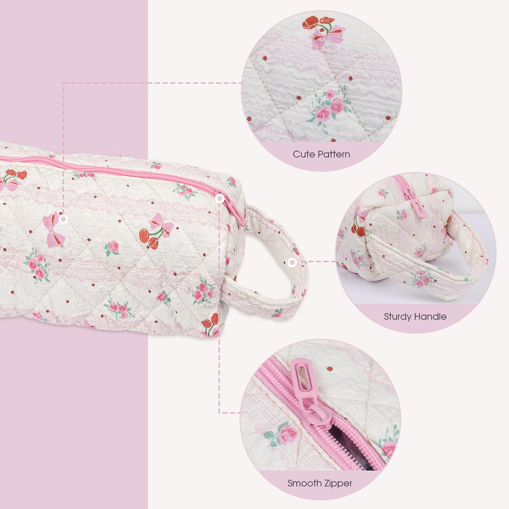 Canumer Cherry Pattern Hair Tools Organizer Bag interior layout shows padded compartments