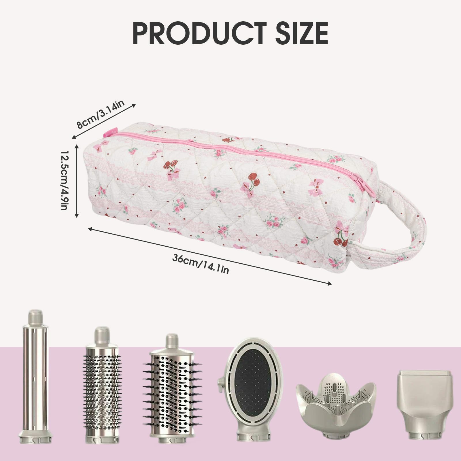 Canumer Cherry Pattern Hair Tools Organizer Bag open wide opening for easy tool access