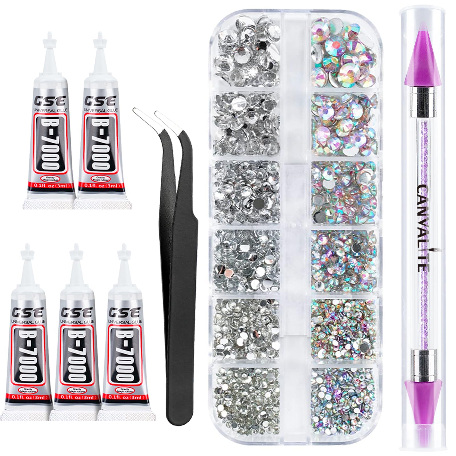 CANVALITE 3348 rhinestones in Crystal AB for dazzling nail art.