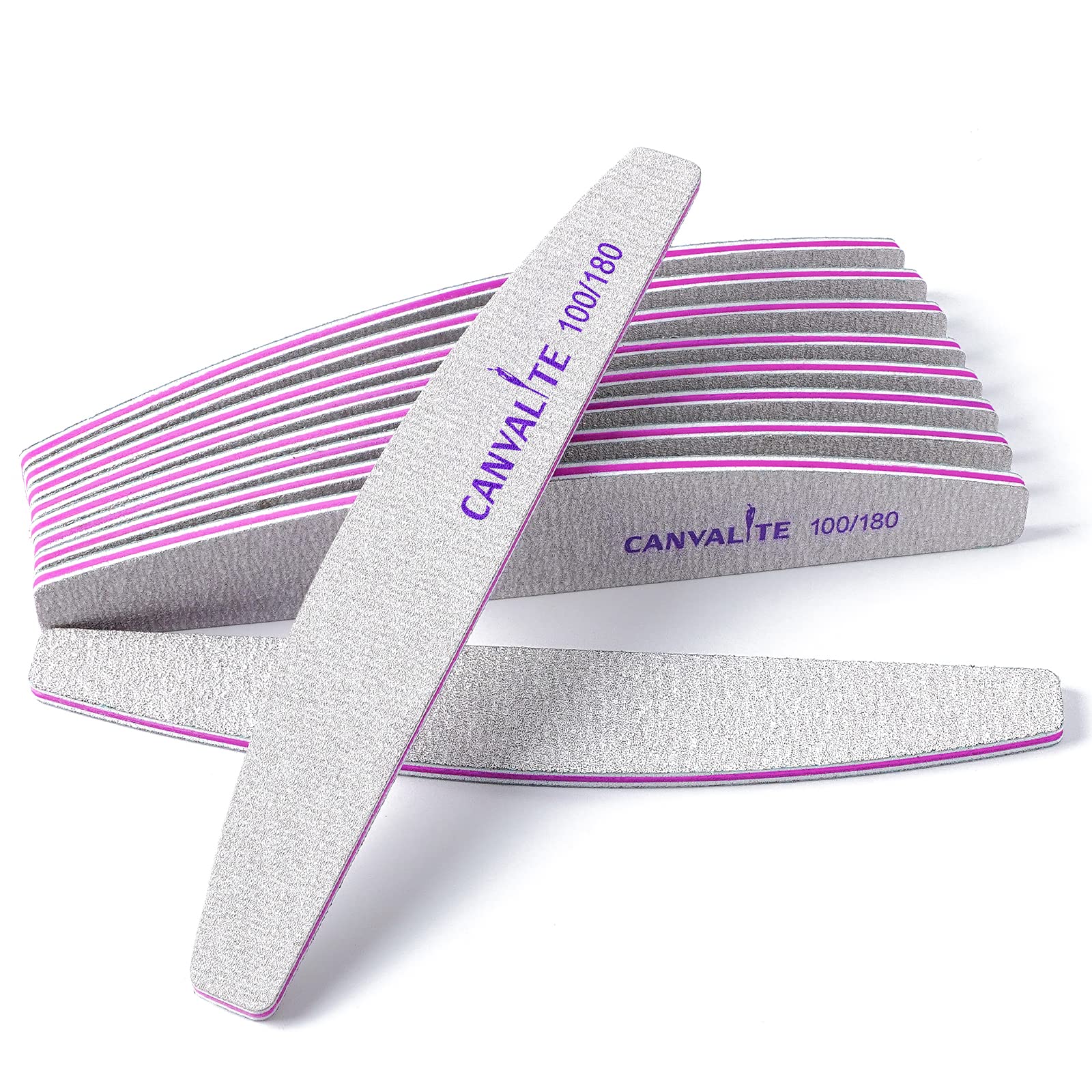CANVALITE nail file halfmoon 100/180 grit for quick shaping and smoothing nails