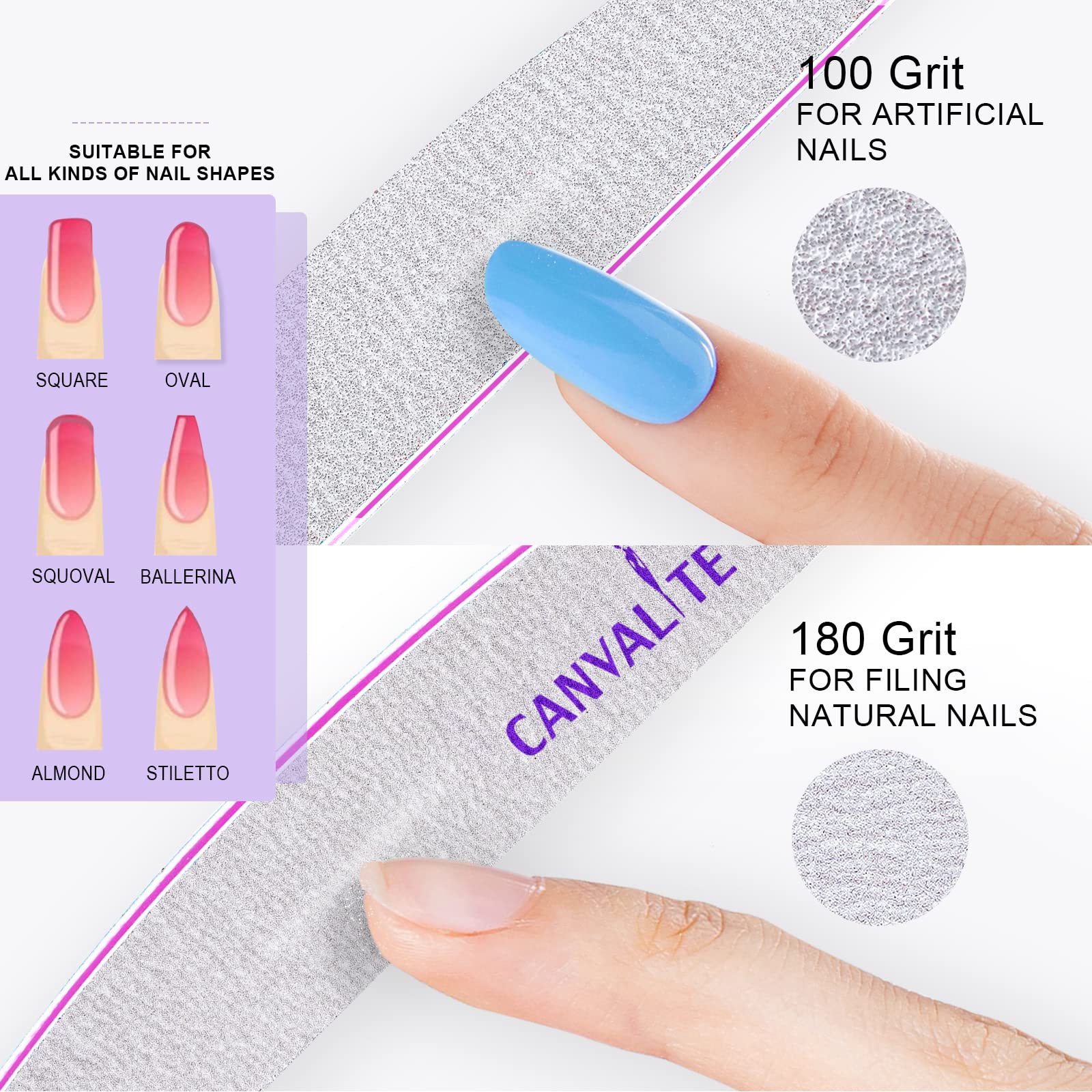 Canvalite 25 piece nail file set for home or salon kits
