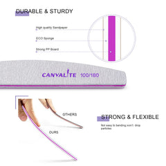 CANVALITE pack of 10 professional nail files for home or salon use