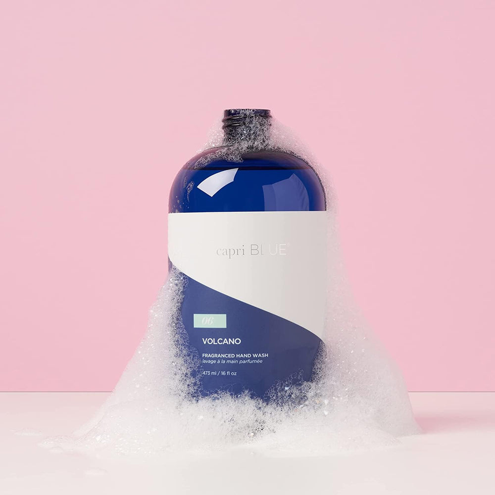 Capri Blue Volcano refill label detail showing vibrant fragrance.