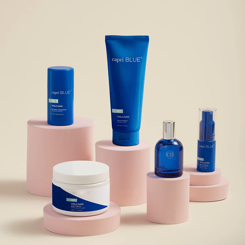 Capri Blue Volcano outer box with premium branding and product details.
