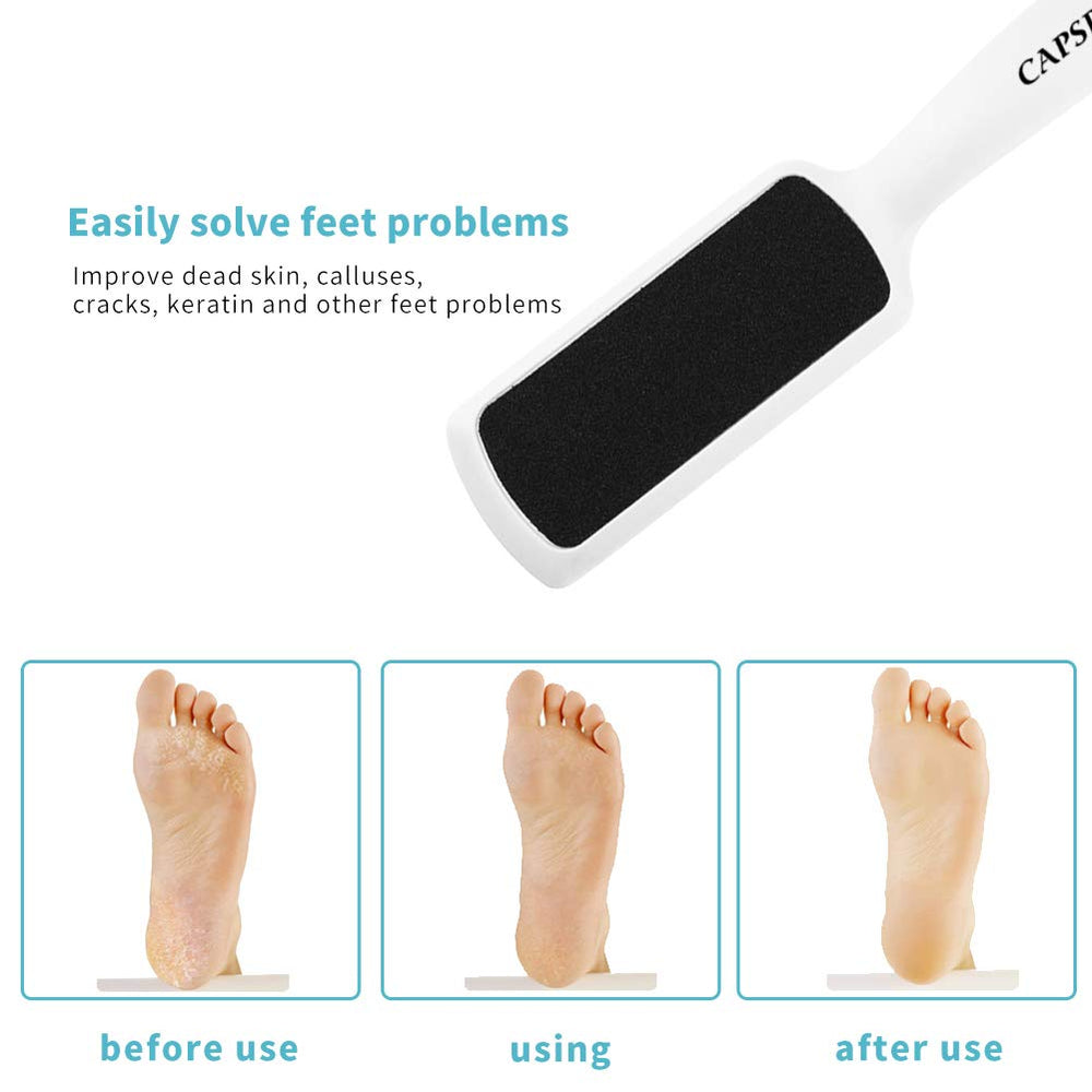 Capspace pack of four foot files white and blue for versatile home pedicures.