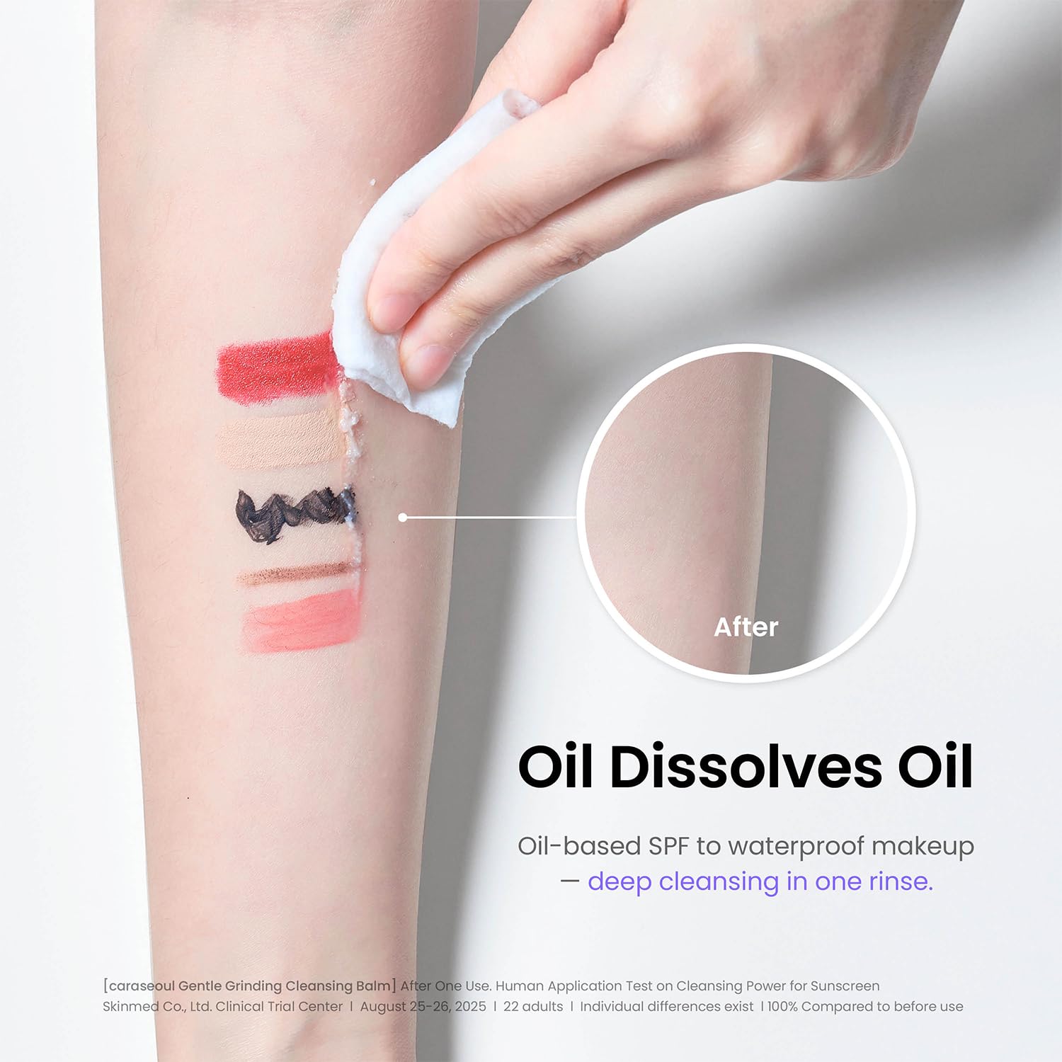 Caraseoul cleanses with a light oil rinse after emulsifying.