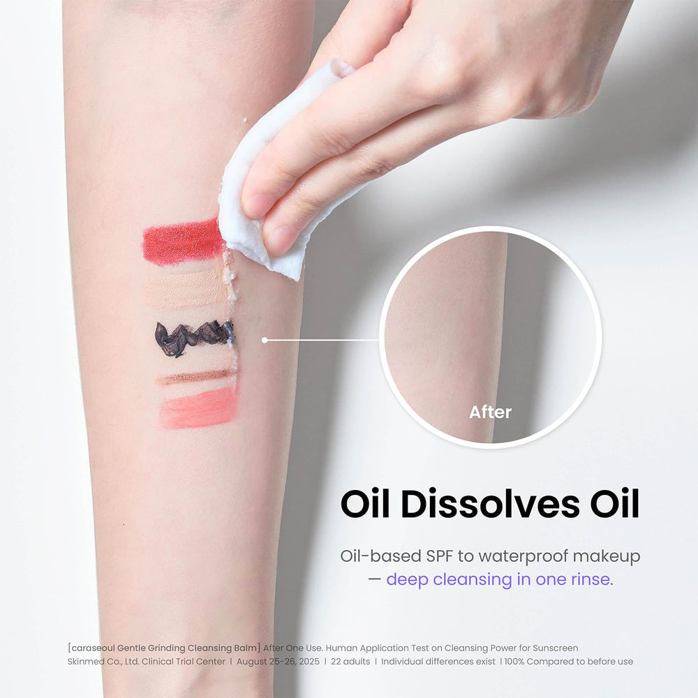 Caraseoul cleanses with a light oil rinse after emulsifying.