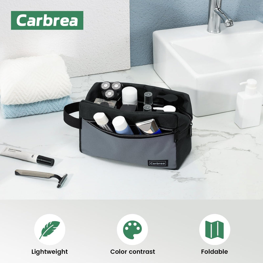 Carbrea travel toiletry bag rectangular design helps items stay upright.