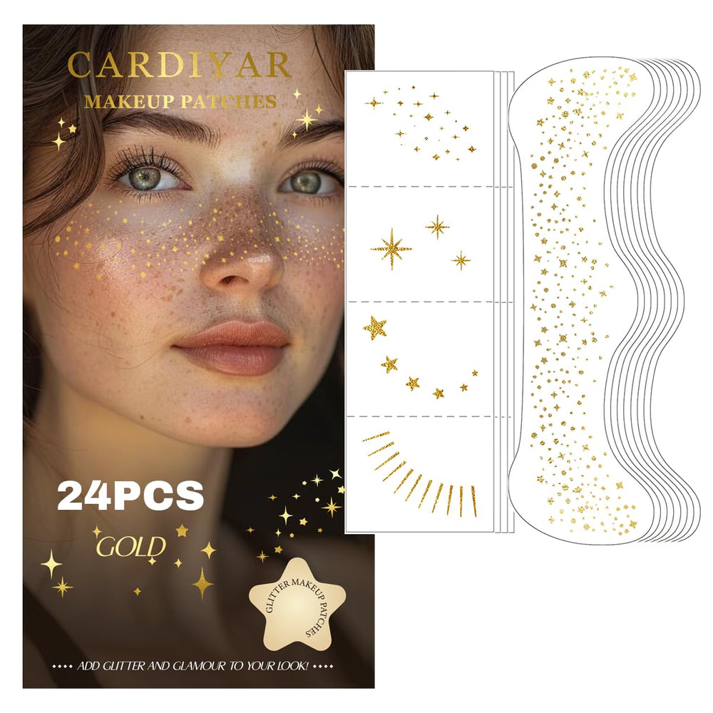 Cardiyar Glitter Freckles gold pack for shimmering festival looks and bold, playful makeup.