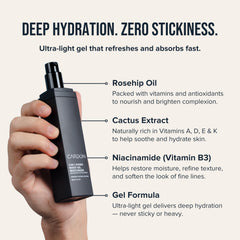 Cardon hydro-boost gel closeup showing light, fast-absorbing hydration.
