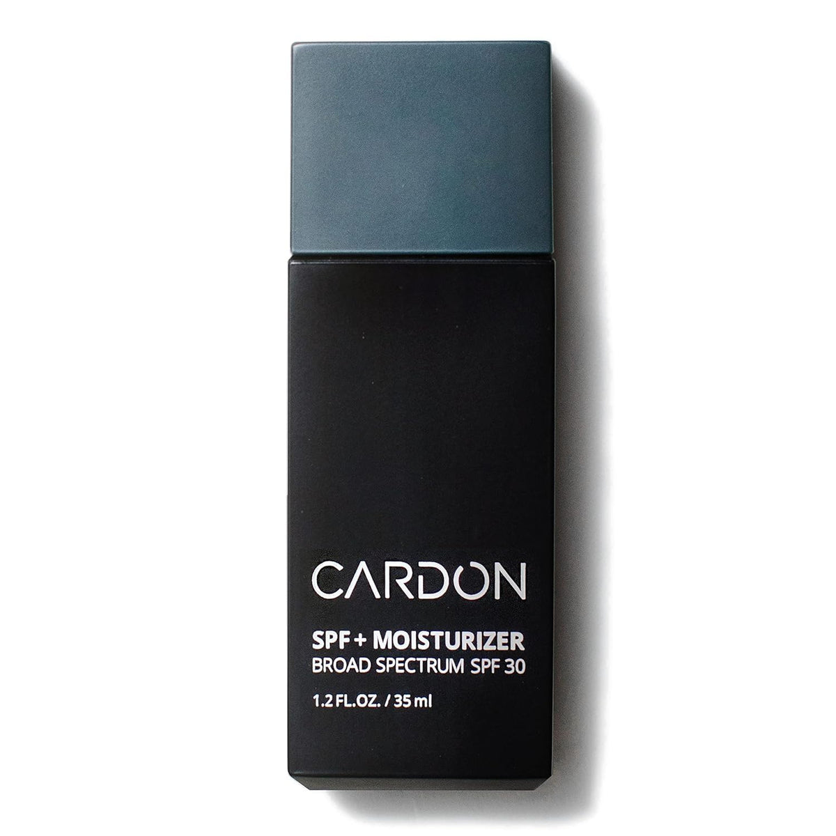 Cardon men's SPF 30 moisturizer bottle shows fast absorption with no white cast.