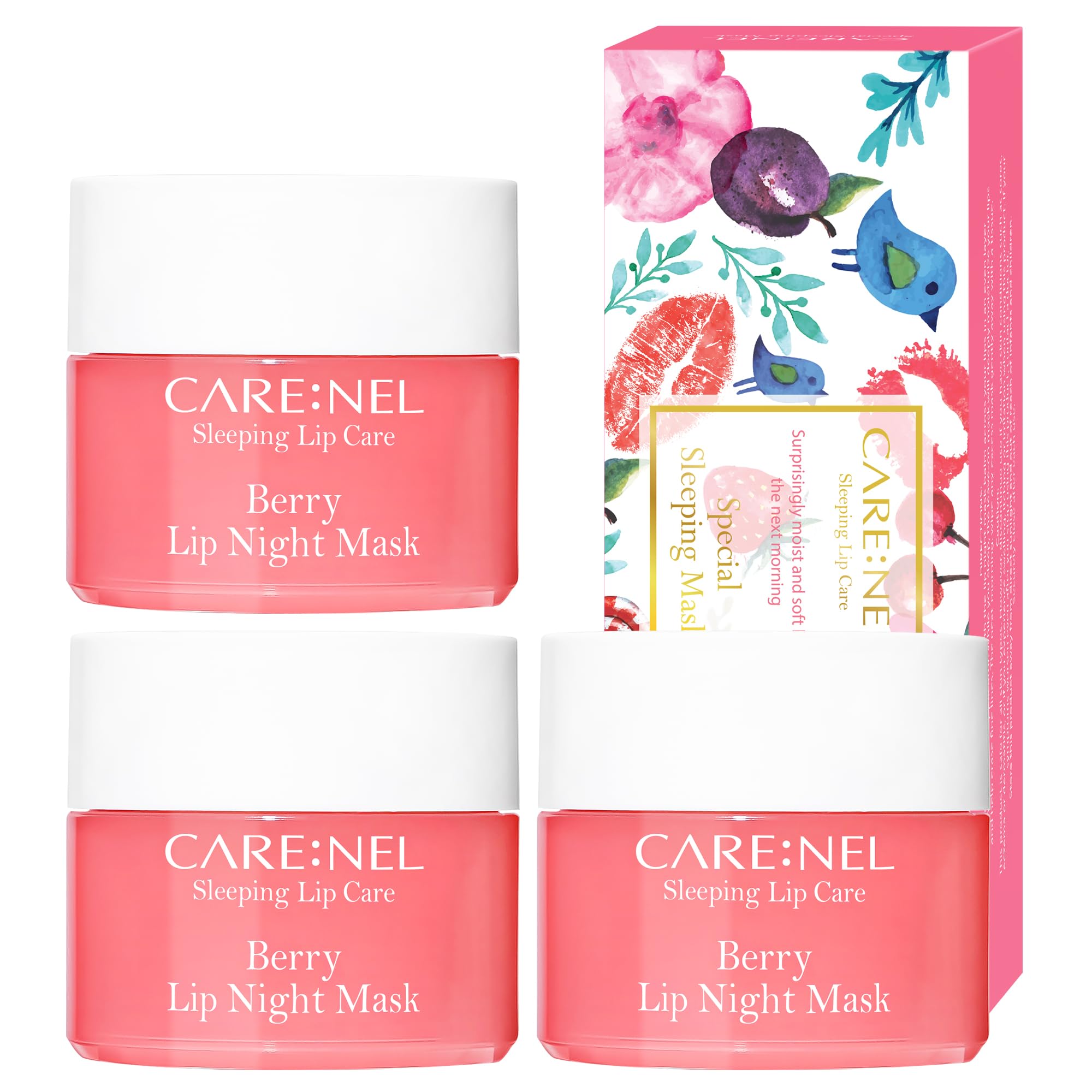 CARE:NEL mascarilla labial dormir frambuesa, hidratación nocturna suave