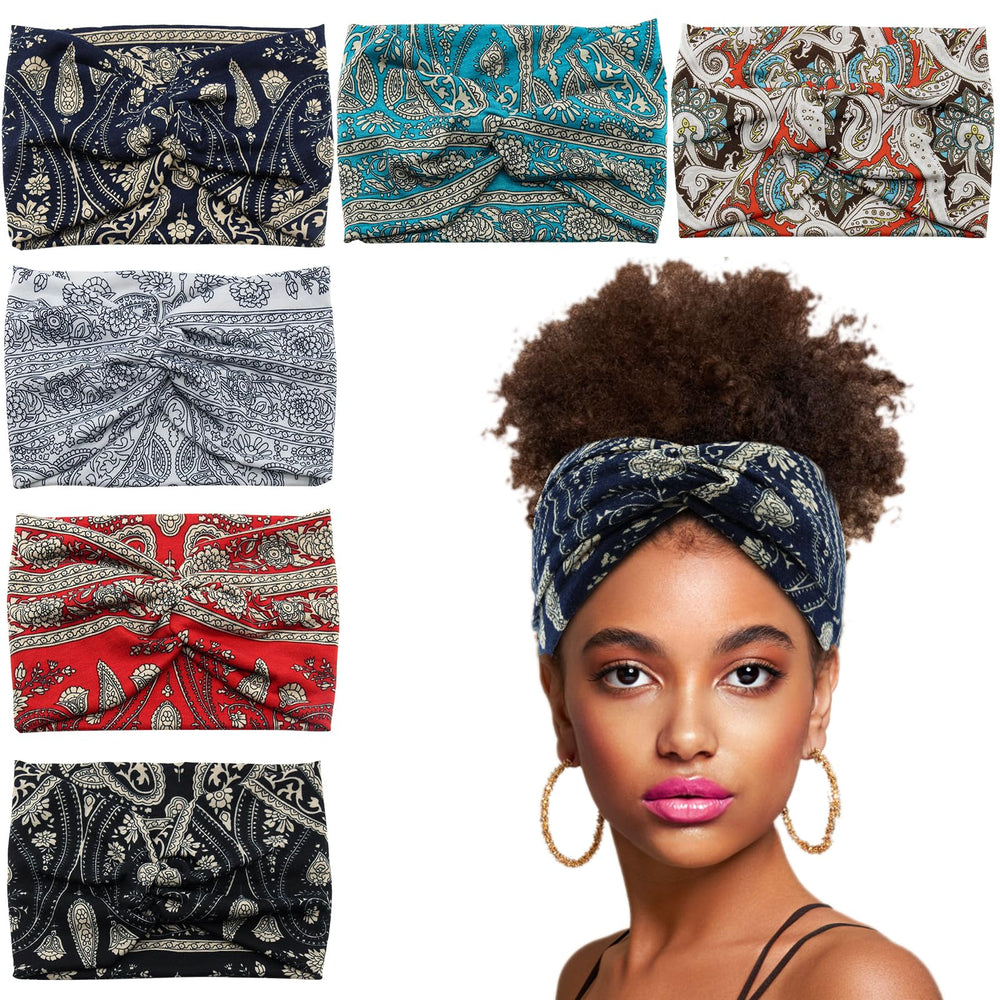 Carede wide headbands with front knot for secure wear during workouts