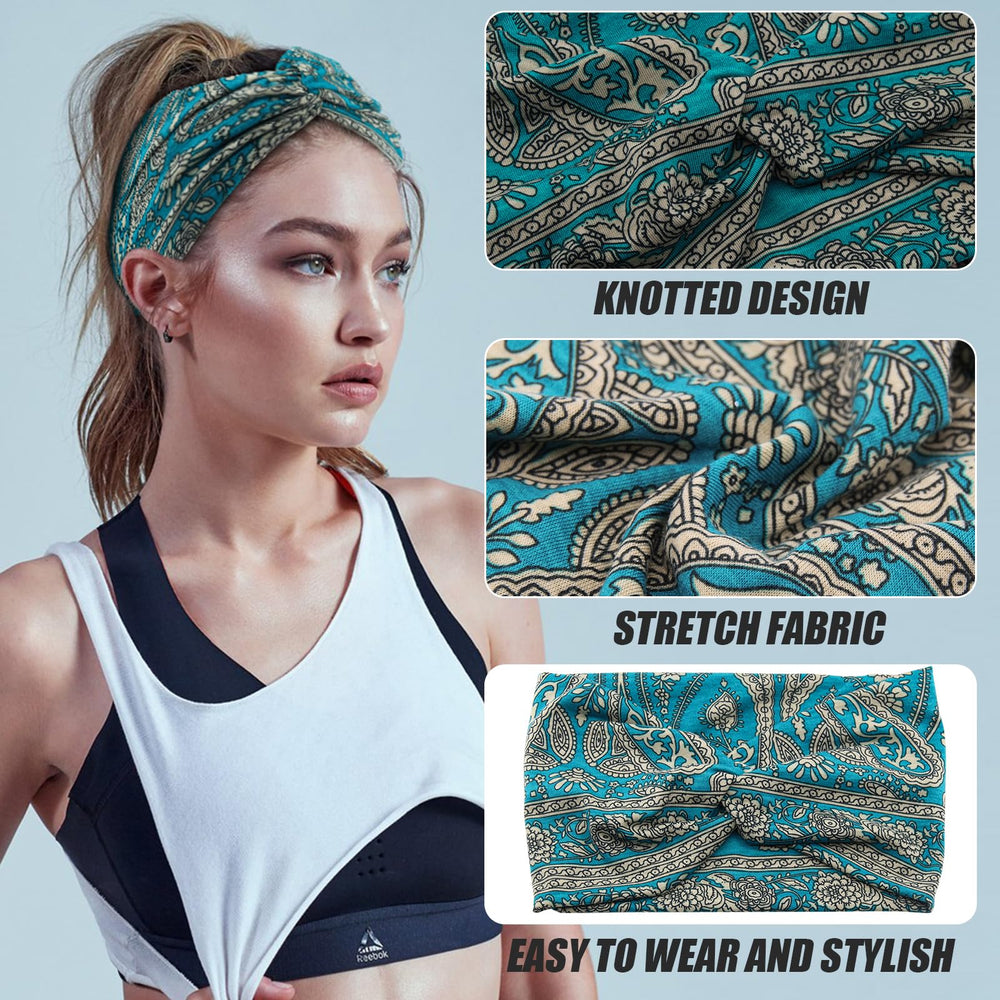 Carede wide headbands worn during yoga stay in place