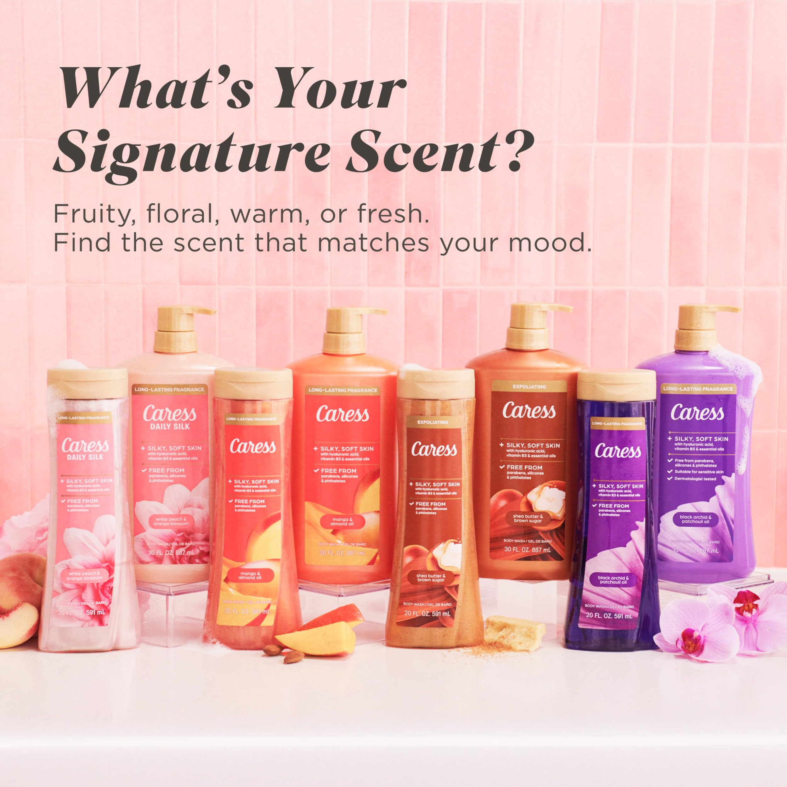 Caress daily shower moment with luxurious fragrance and smooth skin.