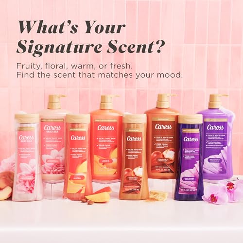 Caress Daily Silk 4-pack display for family shower routine.