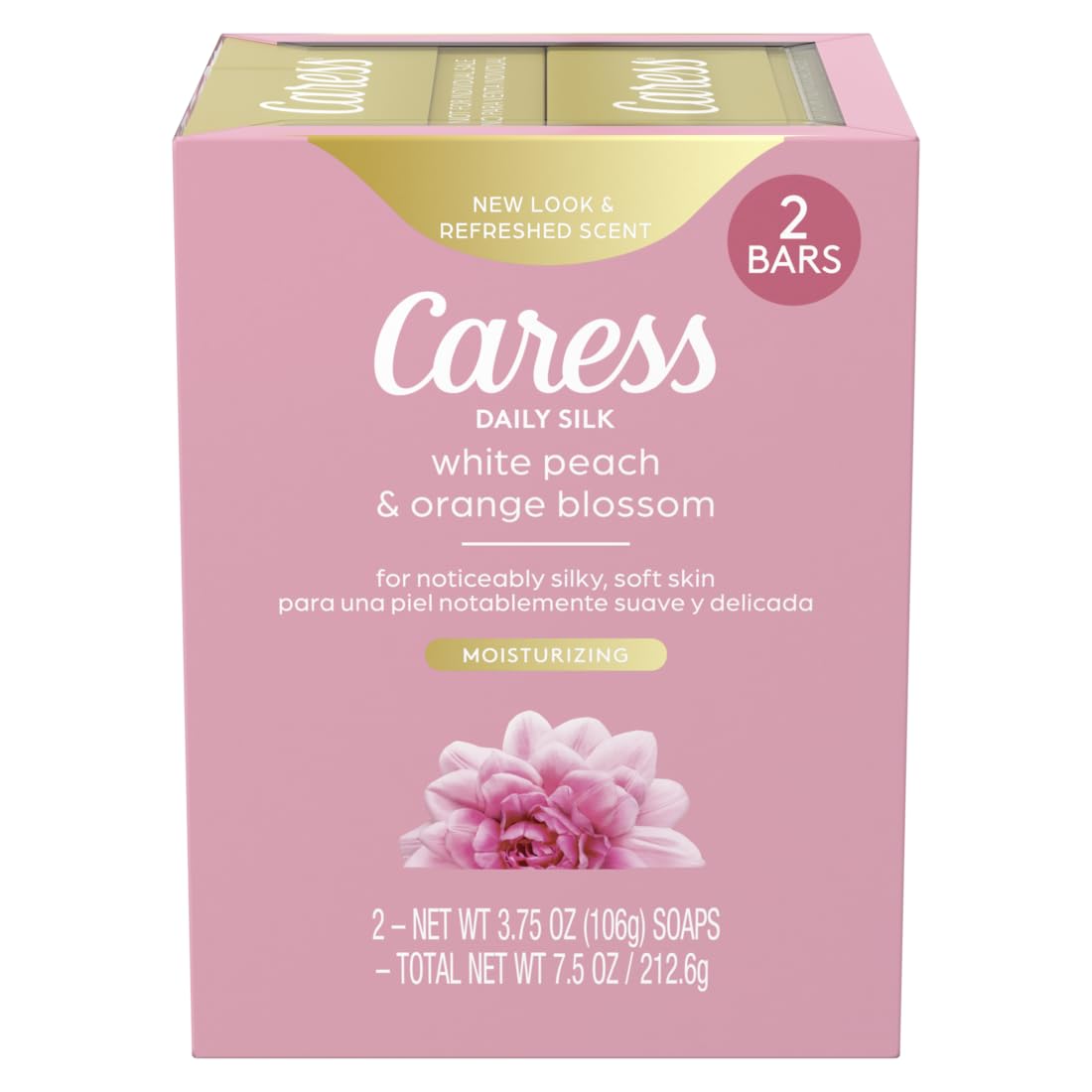 Caress Daily Silk beauty bar with white peach scent for silky skin