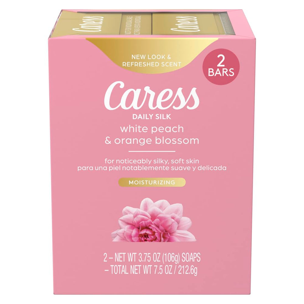 Caress Daily Silk beauty bar with white peach scent for silky skin