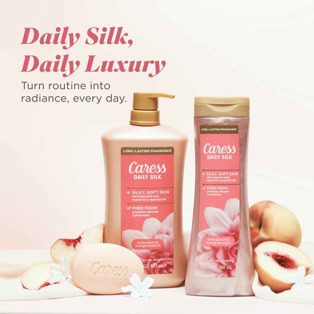 Caress Daily Silk pH-balanced formula for gentle cleansing.