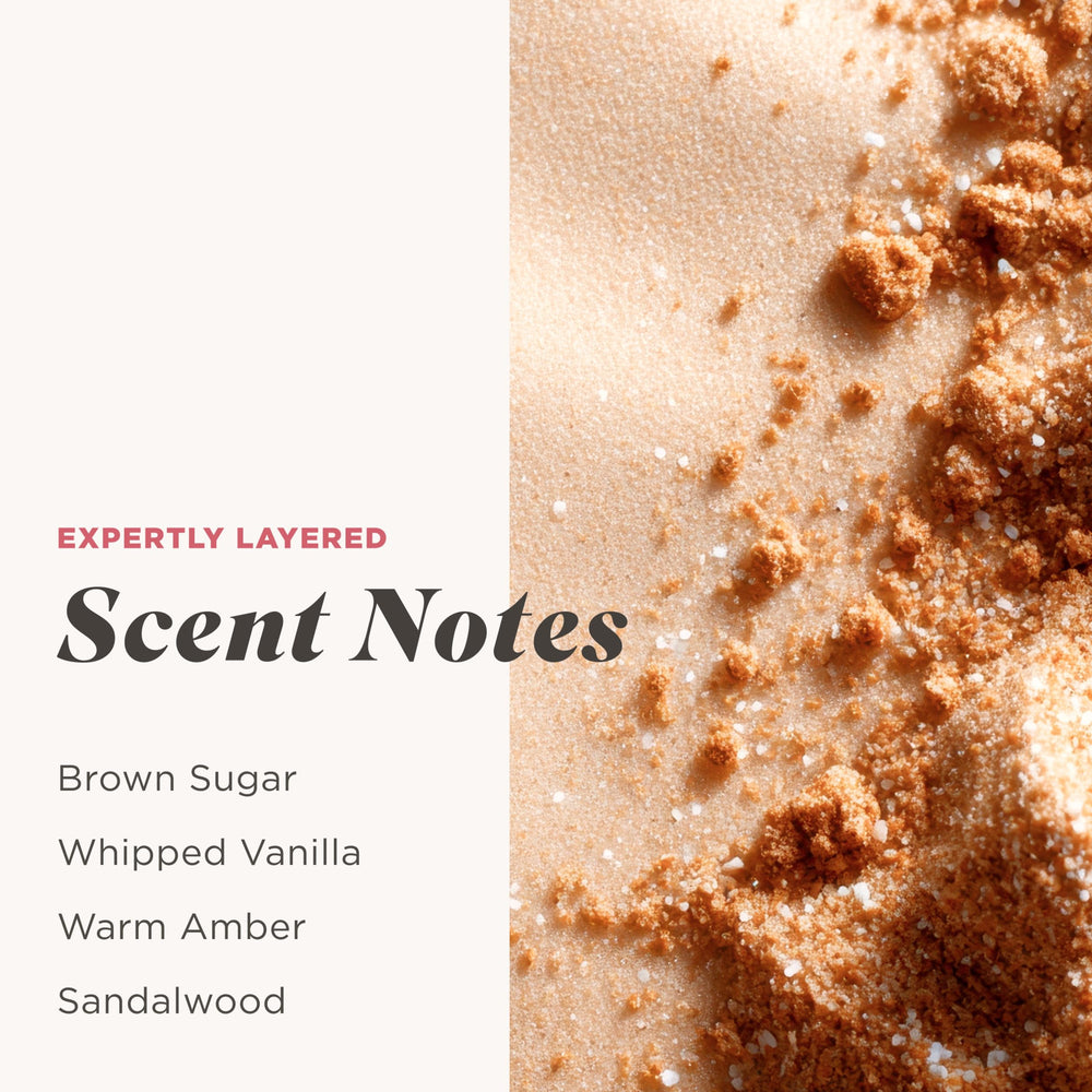 Caress Fragrance Notes Warm Vanilla Amber presented in the bottle image
