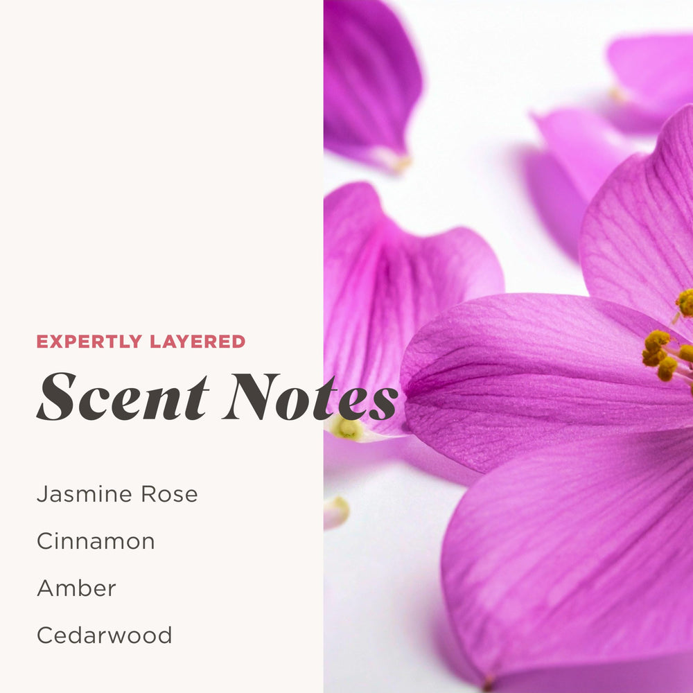 Caress hyaluronic acid and vitamin B3 ingredients for hydrated skin.