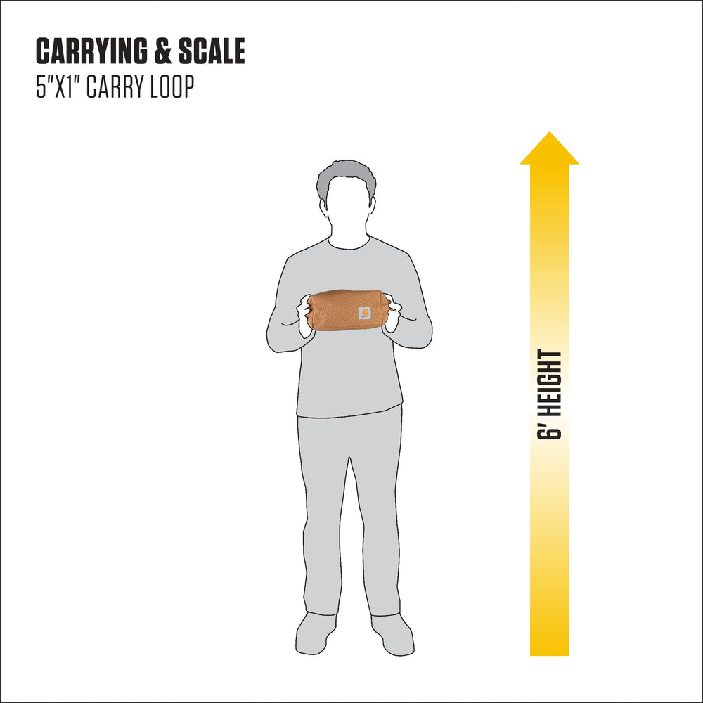 Carhartt Travel Kit dimensions 9 by 4.5 by 4.5 inches ideal for compact packing.