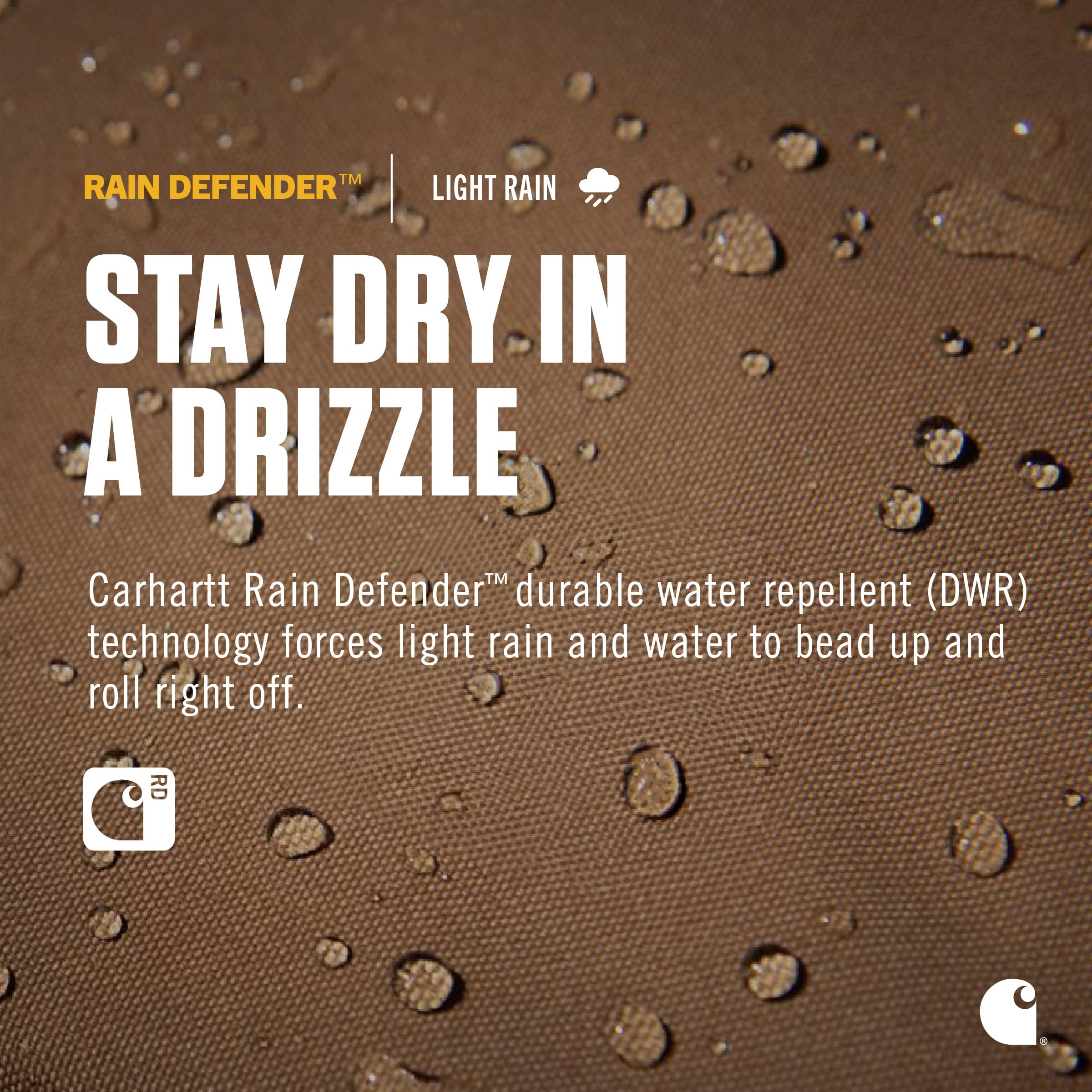 Carhartt Travel Kit rain-defender coating close-up shows water resistance for toiletries.