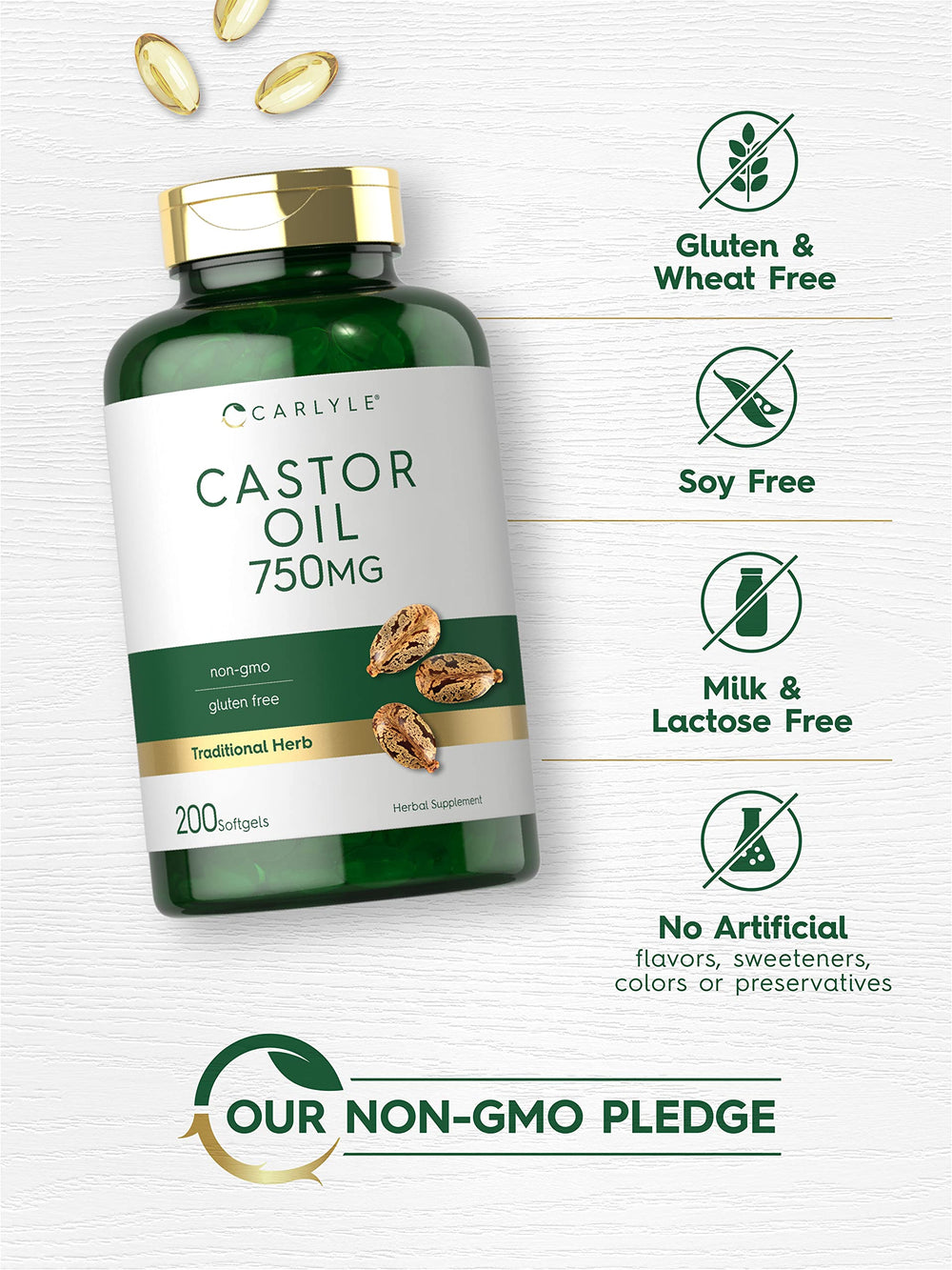 Carlyle envase iluminado que resalta la pureza y origen tradicional.