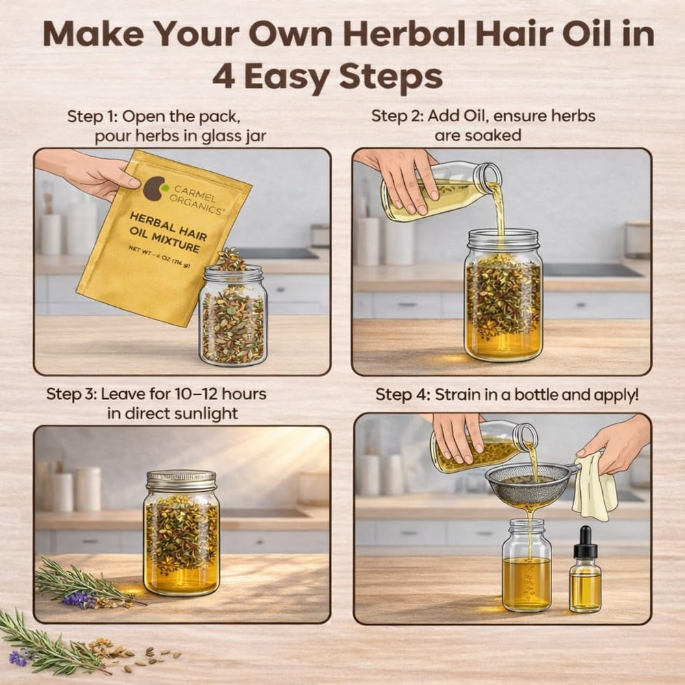 CARMEL ORGANICS aceite herbal en bote de vidrio para conservación
