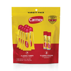 Carmex balsamo labial medicado en tubo, textura cremosa para uso diario.