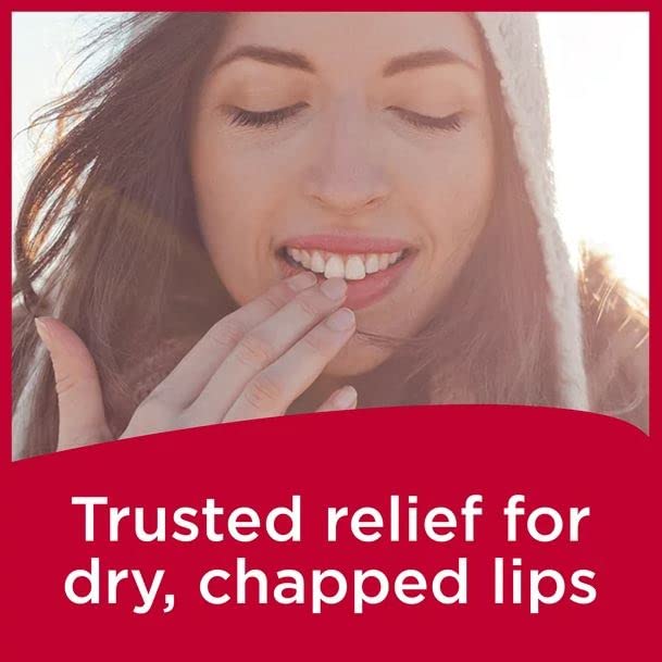 Carmex Classic Lip Balm Medicated lip application on lips demonstrates smooth glide and moisture.
