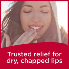 Carmex medicated lip balm on the go, highlighting long-lasting barrier.