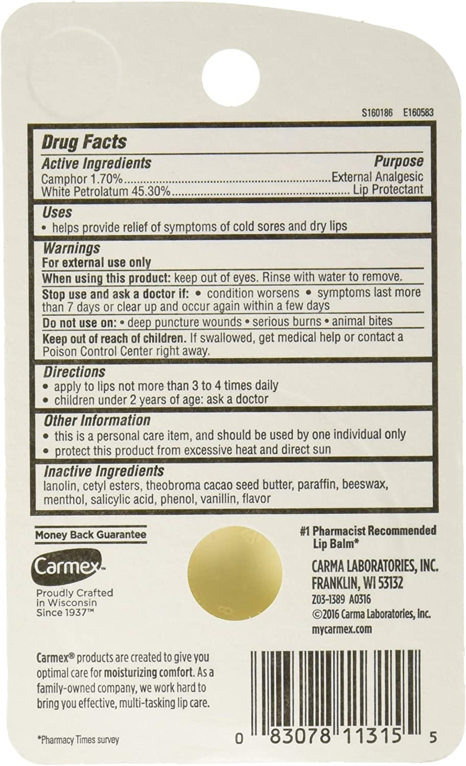 Carmex Classic Lip Balm Medicated pack 3 tubes side by side for convenient on-the-go protection.