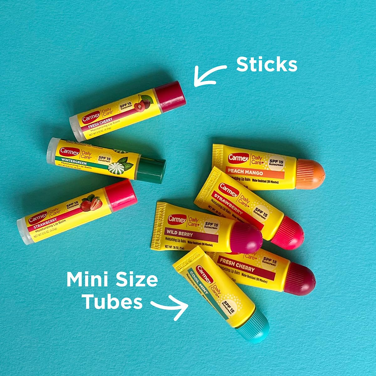 Bálsamo Carmex Cuidado Diario Stick bayas silvestres con aroma intenso.