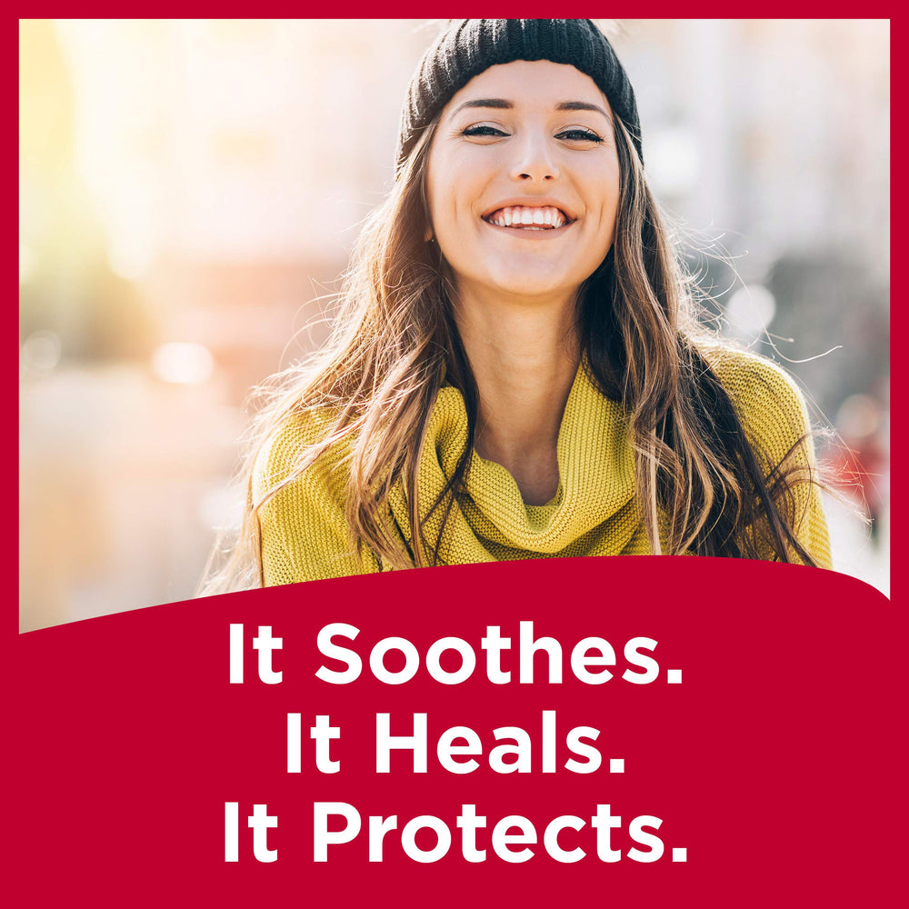 Carmex lip balm sticks icon illustrating protection from sun and wind