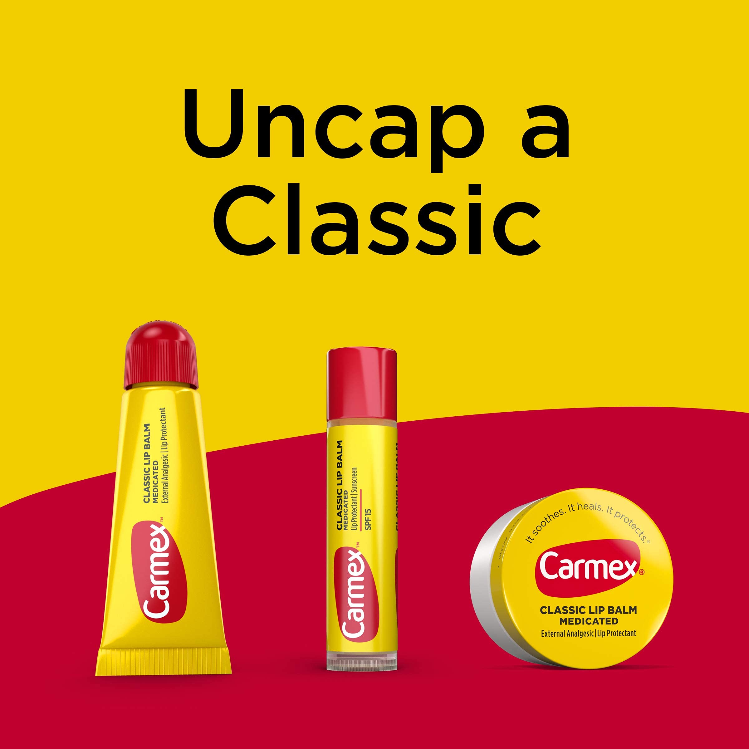 Carmex Lip Balm Sticks tucked in a purse or pocket for travel