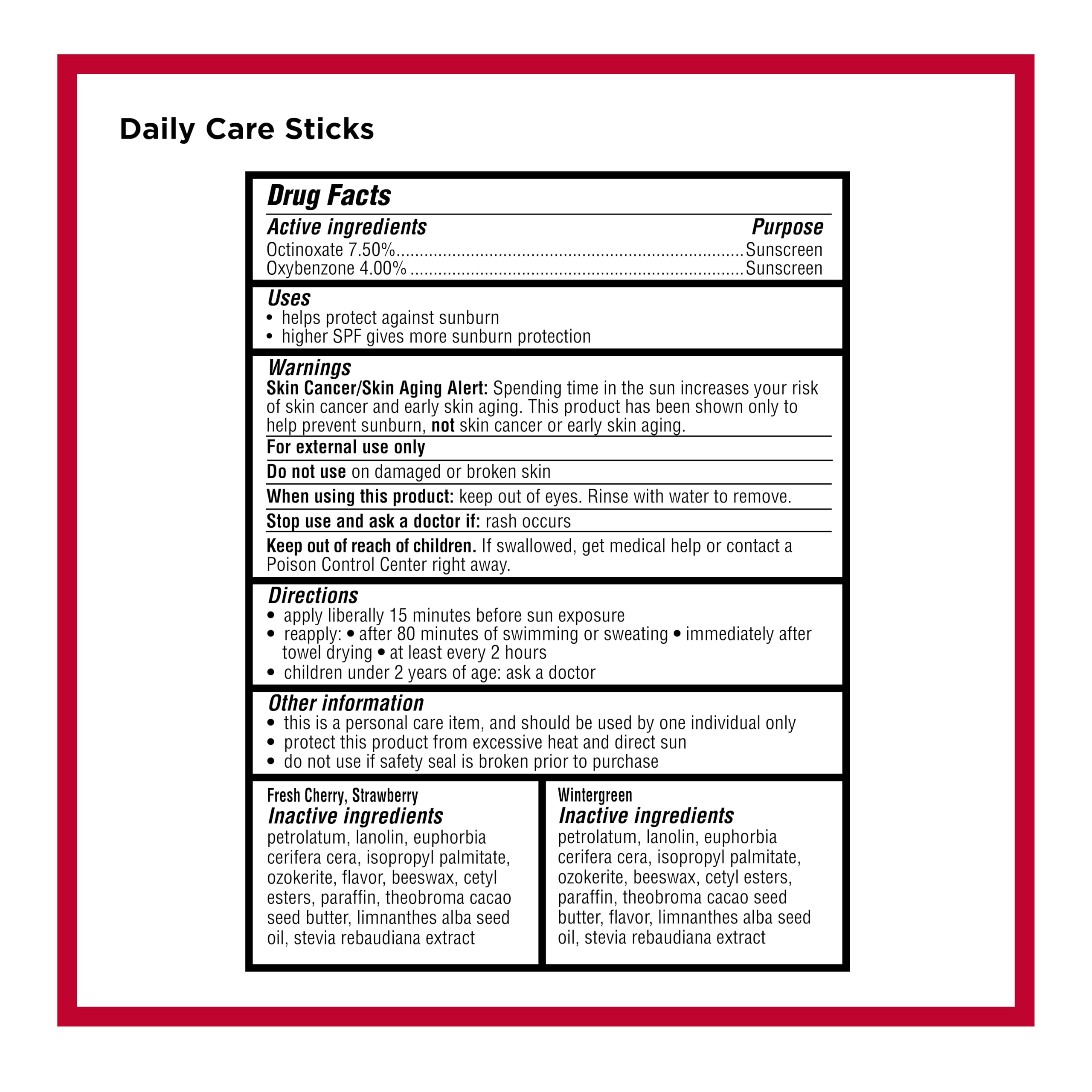 Carmex Resistente al agua en stick: ideal para actividades.