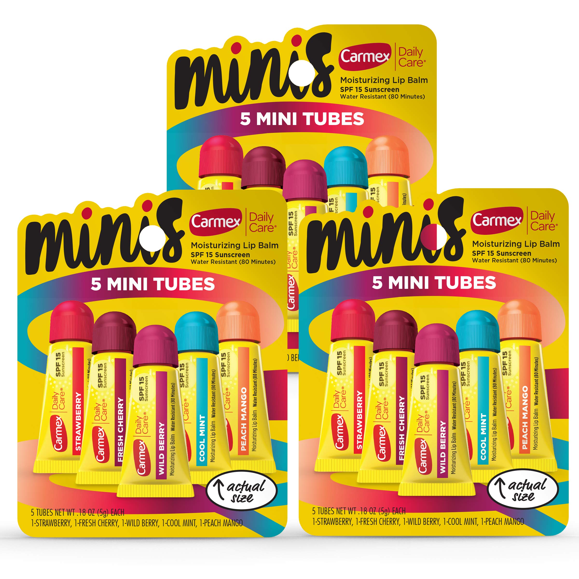 Carmex bálsamo labial en tubo compacto sabor fresa con SPF15.