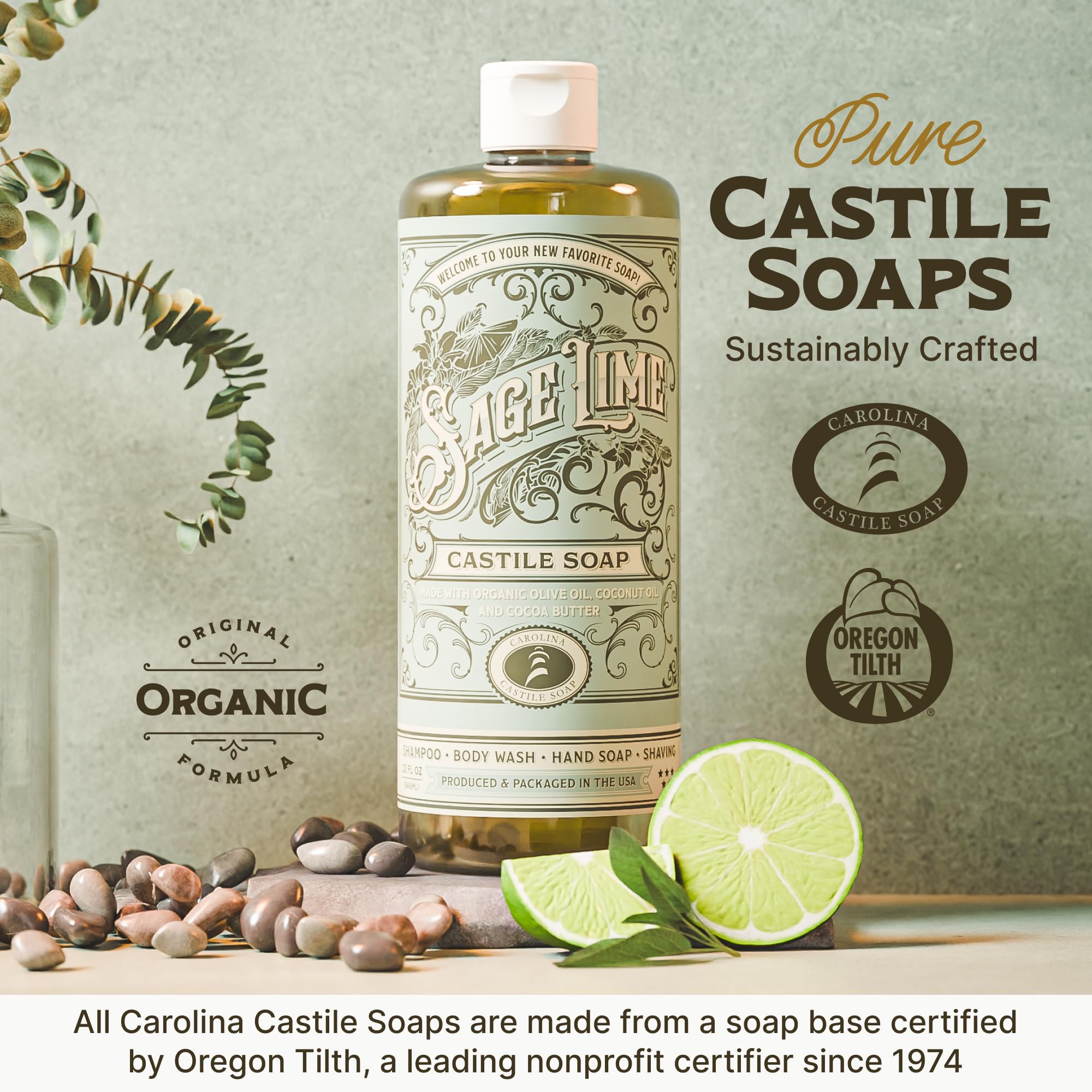 Carolina Castile Sensitive Skin formula is gentle for delicate routines.