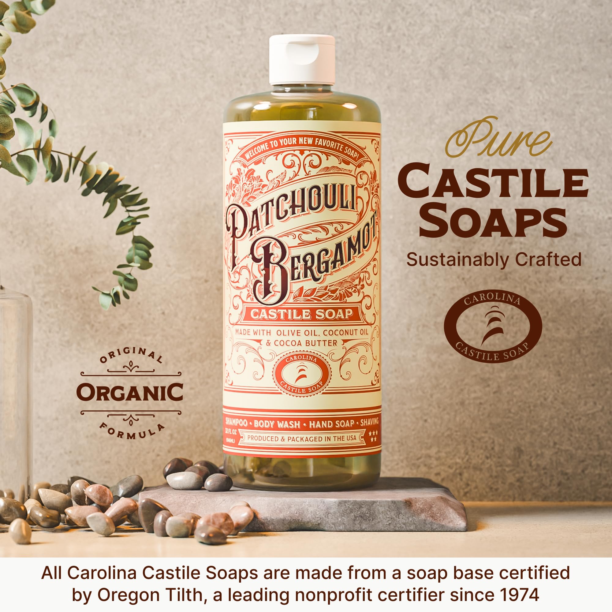 Carolina Castile Soap recyclable packaging and USA-made production