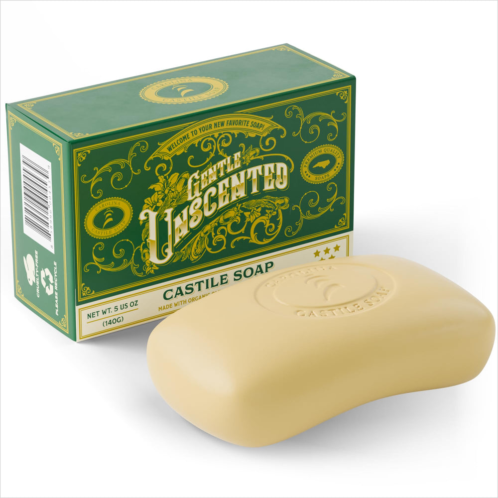 Carolina Castile Unscented Bar 5 oz offers fragrance-free cleansing.